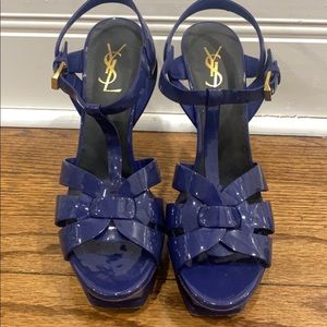 Saint Laurent TRIBUTE PLATFORM SANDALS IN PATENT LEATHER